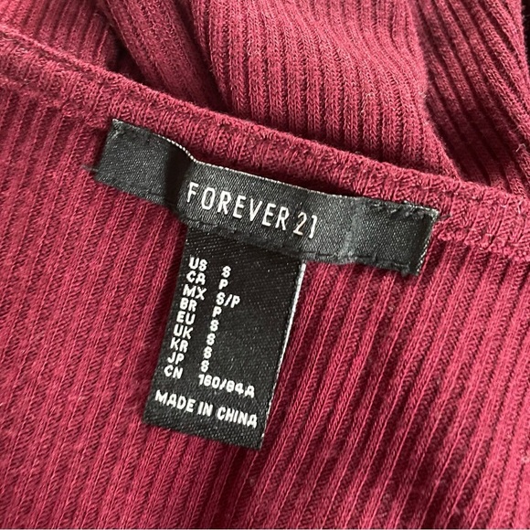 Forever 21 maroon burgundy color long sleeve front tie Cardigan size Small - Picture 5 of 8